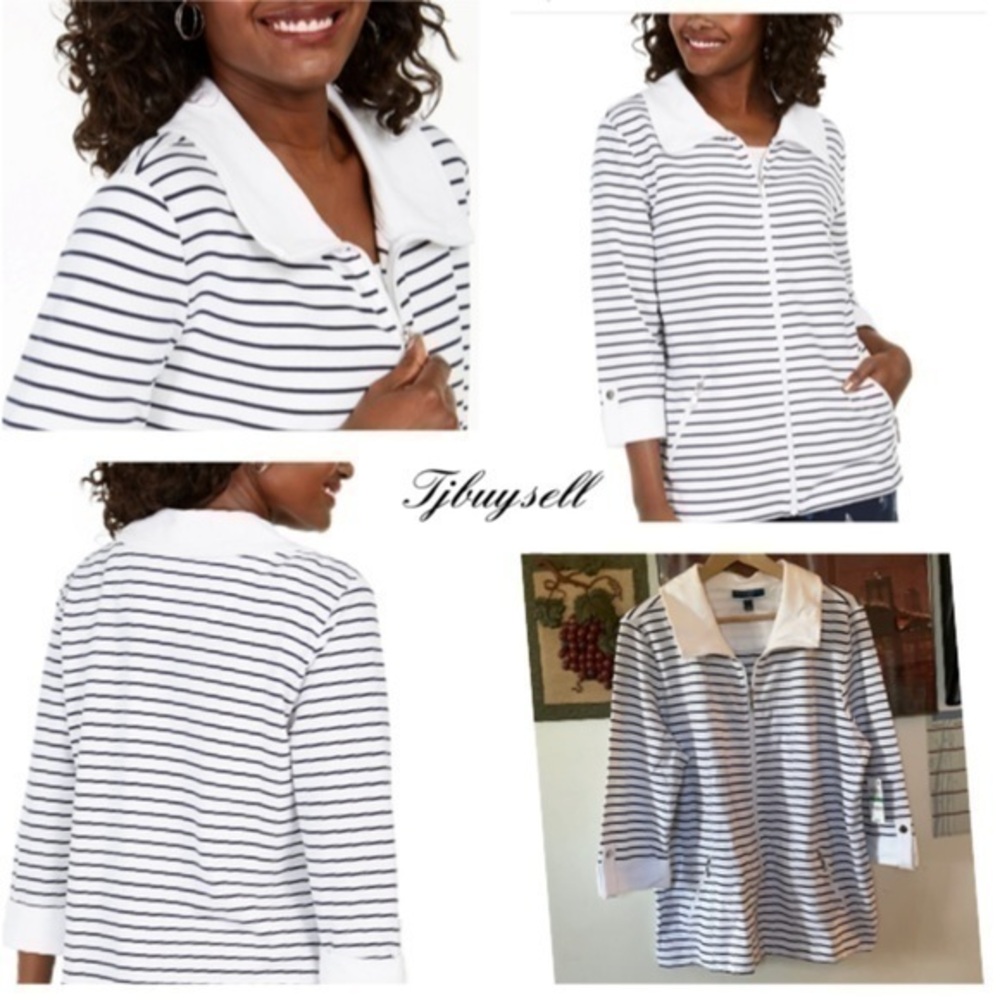 NWT Bright White Striped Blazer Jacket G15